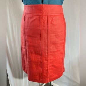 Ann Taylor 100% Linen Skirt Size 4 Orange Coral Work Career Work Office Chic